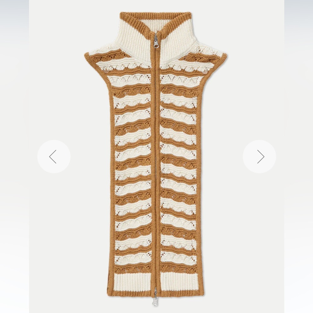$268 NWT Veronica Beard Ariana Dickey Jacket insert dual zip tan white stripe - Picture 6 of 10